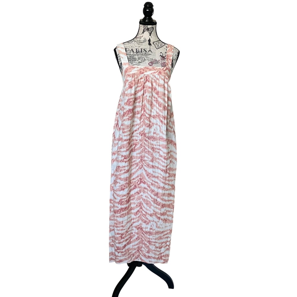 AllSaints Maxi Dress Womens 0 Pink Tiger Stripe Ikat Cotton Square Neck Cutout